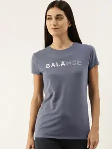 Enamor Women Navy Blue Printed Slim Fit Outdoor T-shirt
