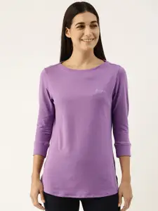 Enamor Women Purple Slim Fit Outdoor T-shirt