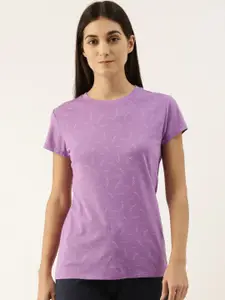 Enamor Women Purple Printed Slim Fit T-shirt