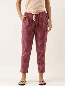 Enamor Womens Burgundy Essential Ankle Length Cotton Flannel Pants