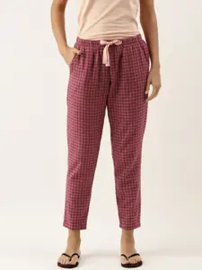 Enamor Women Burgundy Essential Ankle Length Cotton Flannel Pants