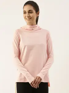 Enamor Women Pink Antimicrobial Outdoor T-shirt with Mask
