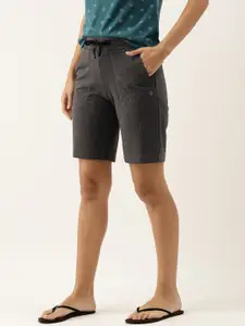 Enamor Women Mid-Rise Cotton Bermuda Shorts with Side Pockets E080