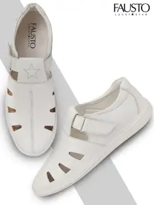 FAUSTO Men White PU Shoe-Style Sandals
