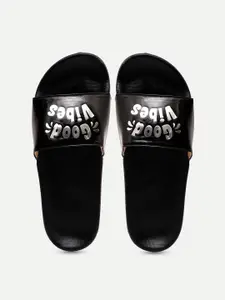 FREECO Women Black & White Printed Sliders