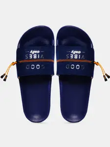 FREECO Women Blue & White Printed Sliders