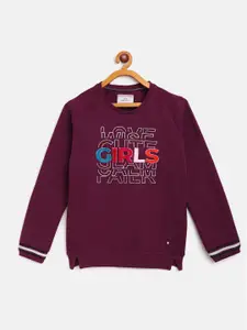 Monte Carlo Girls Burgundy & White Printed Sweatshirt