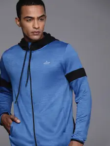WROGN ACTIVE Men Blue Brand Logo Printed Hooded Sweatshirt