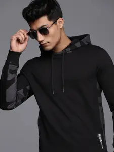 WROGN Men Black Hooded Sweatshirt with Printed Detailing