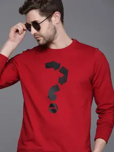 WROGN Men Red Printed Sweatshirt