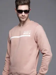 WROGN Men Pink Printed Sweatshirt