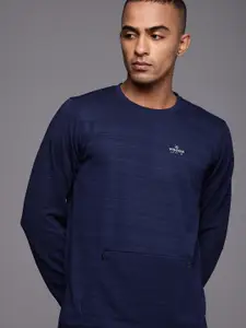 WROGN ACTIVE Men Navy Blue Solid Round Neck Sweatshirt