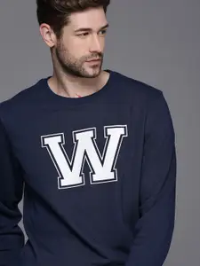WROGN Men Navy Blue Printed Sweatshirt