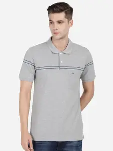 Crocodile Men Grey Polo Collar Slim Fit T-shirt
