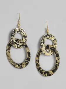 RICHEERA Gold-Toned Circular Drop Earrings
