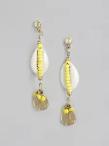 RICHEERA Yellow & White Contemporary Drop Earrings
