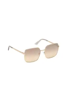 GUESS Women Gold Lens & Gold-Toned Other Sunglasses with UV Protected Lens-GU7615 56 32C