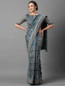 Mitera Blue & Grey Gotta Patti Brasso Saree
