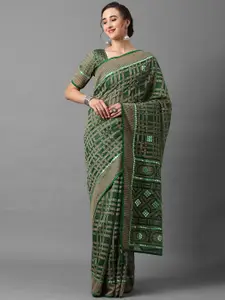 Mitera Green Gotta Patti Brasso Saree