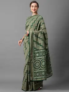 Mitera Green & Beige Gotta Patti Brasso Saree