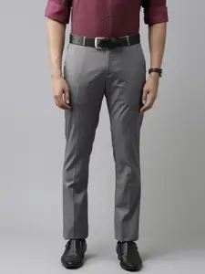 Arrow Men Grey Self Design Tailored Fit Formal Trousers
