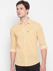 SPYKAR Men Mustard Slim Fit Micro Checks Opaque Checked Casual Shirt
