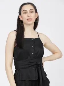 Tokyo Talkies Women Black Tie Up Strappy Top