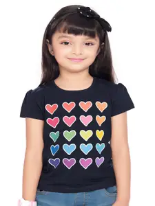 Tiny Baby Girls Black Printed Puff Sleeve T-shirt