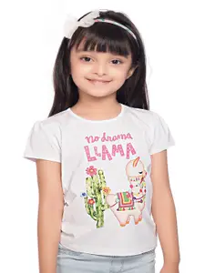 Tiny Baby Girls White & Pink Typography Printed Puff Sleeve T-shirt
