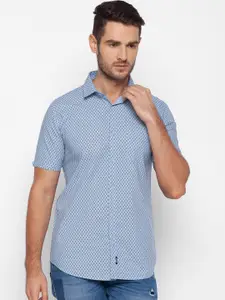 SPYKAR Men Blue Slim Fit Opaque Printed Casual Shirt