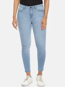 People Women Blue Skinny Fit Light Fade Jeans