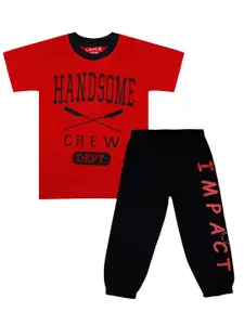 Luke & Lilly Boys Red & Black Printed T-shirt with Pyjamas