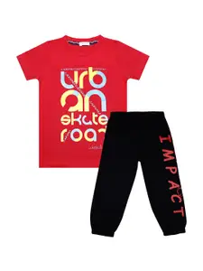 Luke & Lilly Boys Red & Black Printed T-shirt with Pyjamas