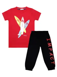 Luke & Lilly Boys Black & Red Printed T-shirt with Pyjamas