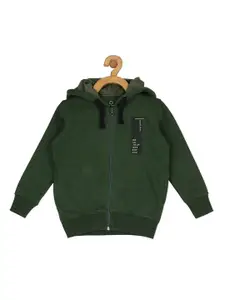 Sweet Dreams Boys Olive Green Solid  Hooded Tracksuits