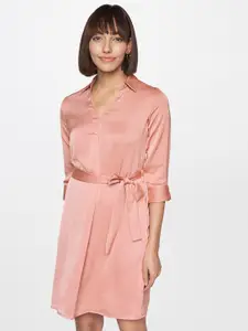 AND Women Pink Solid Formal A-Line Dress