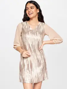 AND Rose Gold Embellished Bodycon Dress