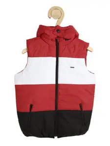 Allen Solly Junior Boys Red White Colourblocked Padded Jacket