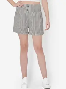 Martini Women Grey Striped Regular Shorts