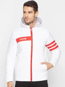 SPYKAR Men White & Red Brand Logo Padded Jacket
