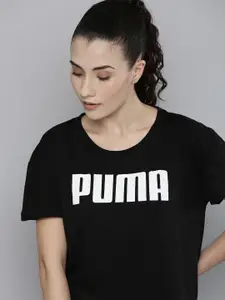 Puma Women Black & White RTG Logo Printed Loose T-shirt