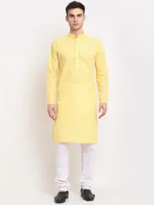 Jompers Men Yellow Regular Pure Cotton Kurta with Pyjamas