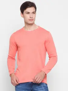 SPYKAR Men Peach-Coloured Pullover Pure Cotton Sweater
