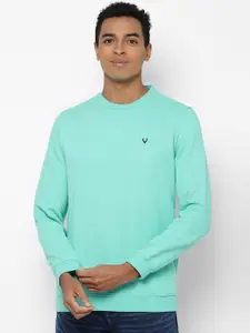 Allen Solly Men Blue Pure Cotton Solid Sweatshirt