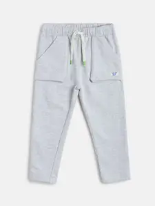 MINI KLUB Infant Boys Grey Melange Solid Pure Cotton Track Pants