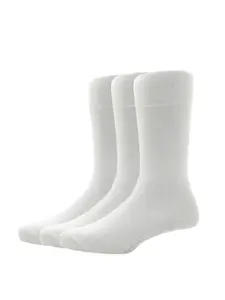 Van Heusen Men Pack Of 3 White Solid Calf-Length Socks