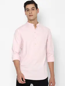 FOREVER 21 Men Pink Slim Fit Mandarin Collar Opaque Casual Shirt