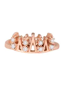 Zaveri Pearls Rose Gold-Plated White CZ-Studded Adjustable Finger Ring