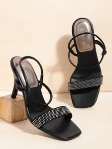 CORSICA Women Black Embellished Open Toe Heels