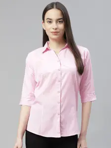 RIVI Women Pink Slim Fit Opaque Formal Shirt